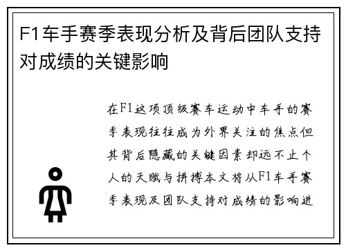 F1车手赛季表现分析及背后团队支持对成绩的关键影响